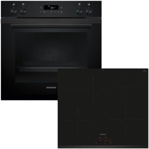 Siemens PQ212IAAB iQ300 HE271ABB4/EI631CFB1E Εντοιχιζόμενο Σετ Φούρνος Πυρολιτικός 71lt Με Αυτόνομη Επαγωγική Εστία Μαύρο Γυαλί (59,4 x 59,4 x 56,8) B-Stock (Xωρίς Συσκευασία)