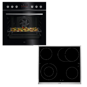 AEG OU5PE42AB Σετ Ηλεκτρικής Πυρολιτικής Κουζίνας 71lt. Με Κεραμική Εστία HE604062XB Μαύρο Γυαλί (600x560x550) B-Stock (Εξωτερικές Φθορές)