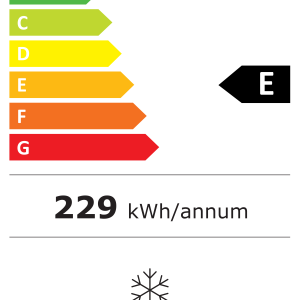 Ενεργειακή ετικέτα Bosch GSN33VWEP — κλάση E, 229 kWh ανά έτος, 225 λίτρα, 39 dB