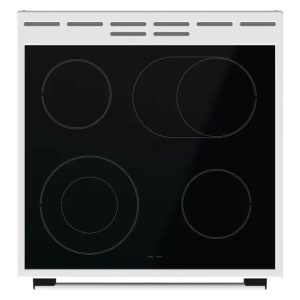 Κεραμική επιφάνεια της Gorenje GECS6C70WPA με τέσσερις ζώνες HiLight, διπλή και οβάλ εστία.