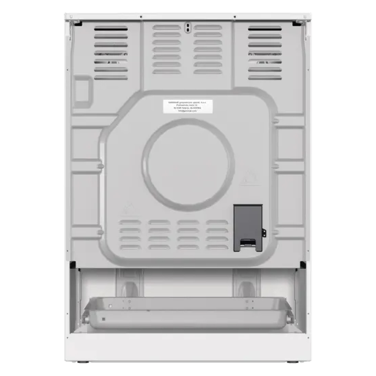 Gorenje GECS6C70WPA - πίσω όψη Πίσω όψη της λευκής κεραμικής κουζίνας Gorenje GECS6C70WPA.