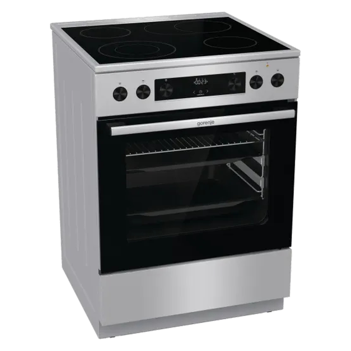 Gorenje GECS6C70XPA - πλάγια όψη Κεραμική κουζίνα inox Gorenje GECS6C70XPA, πλάγια όψη με κλειστή πόρτα φούρνου.